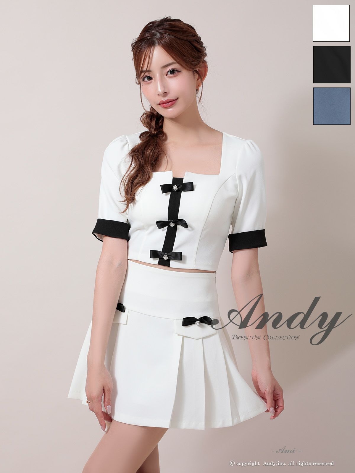 キャバドレス Andy ワンピース 高級 Aライン ミニドレス セットアップ シンプル 上品 半袖 同伴
