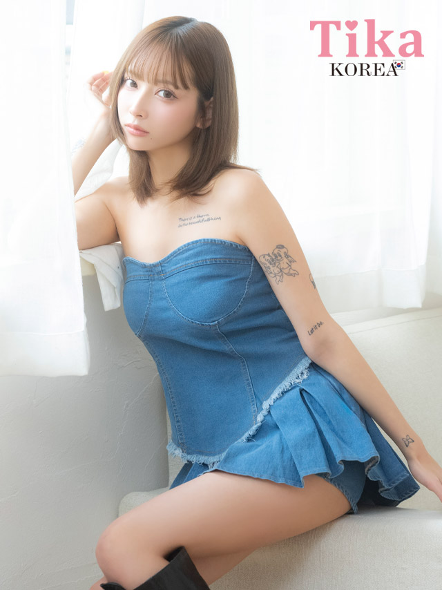 キャバドレス ミニ丈 韓国 ワンピース セットアップ デニム Aライン フレア