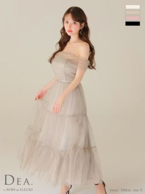予約商品【10月下旬入荷予定】[DEA.byROBEdeFLEURS/ディアバイローブドフルール] 高級 ブランド ワンピース Aラインロングドレス オフショルダー ウエストベルト ラメチュール