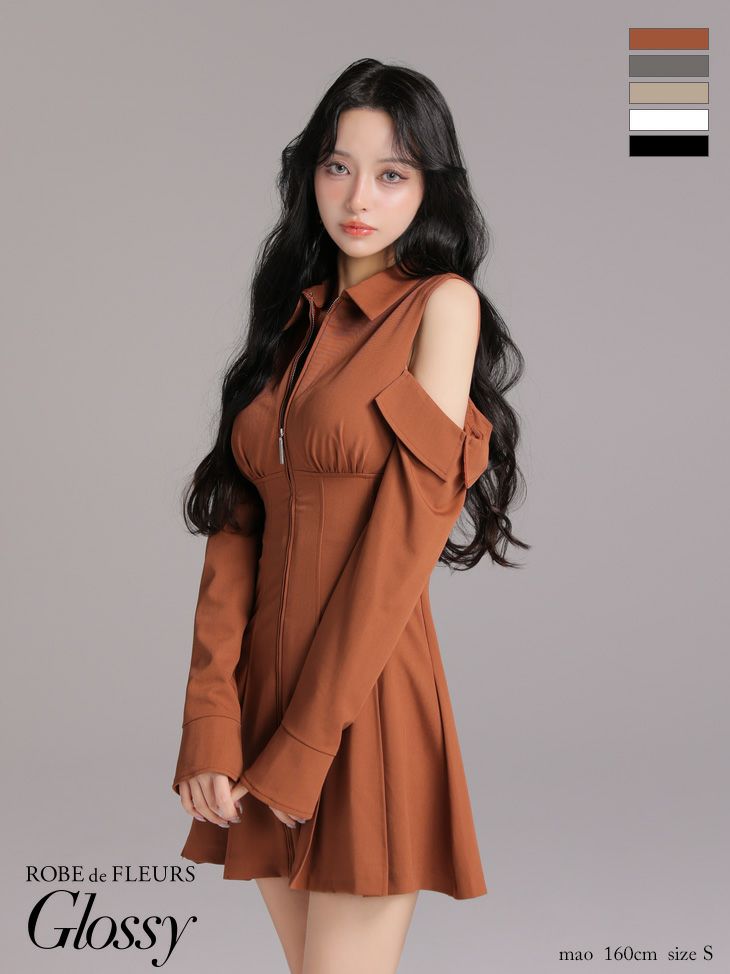 GlossyキャバドレスM XSサイズあり【Glossy/グロッシー】襟デザイン/ バイカラー