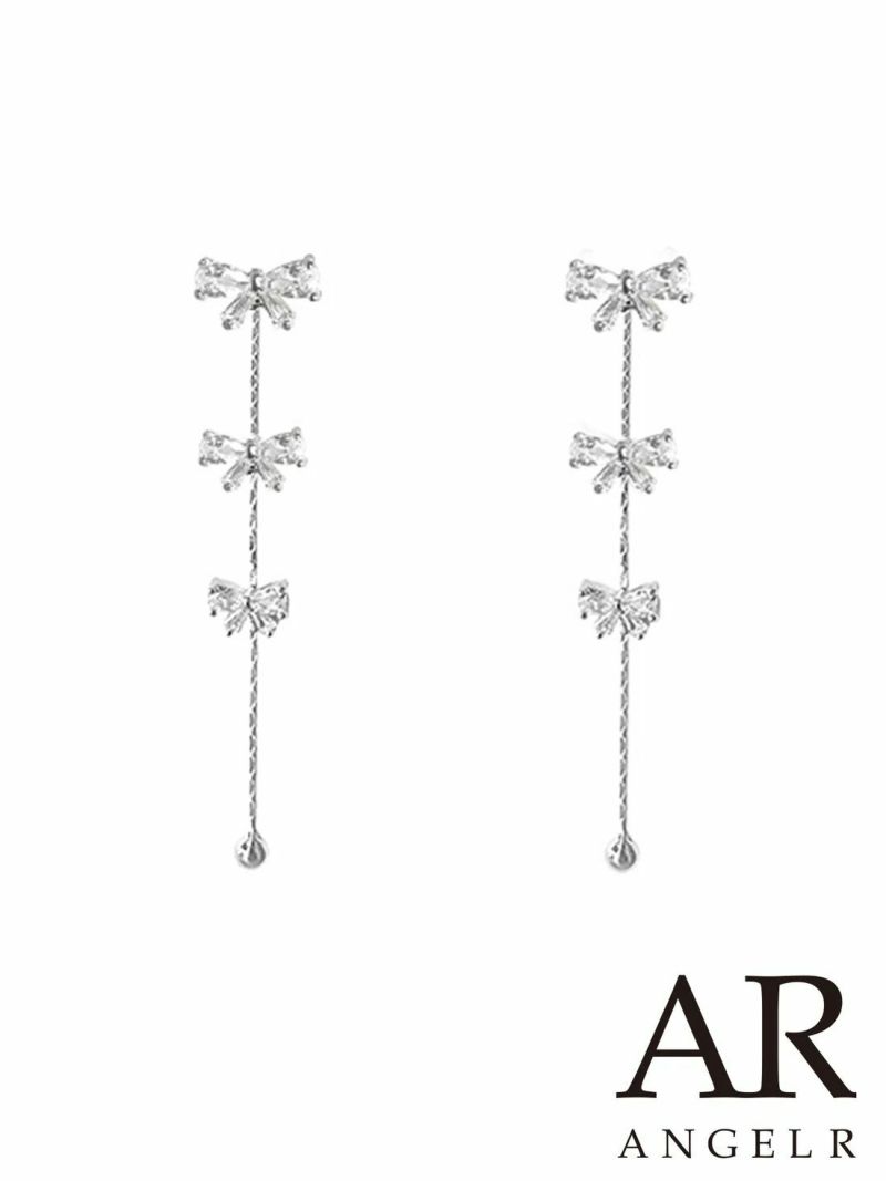キャバドレス アクセサリー Angel-R エンジェルアール 高級 ブランド ロング リボン ストーン キラキラストーン イヤリング