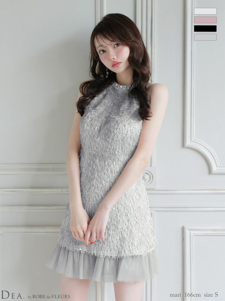 Dea By ローブドフルール グレーワンピース Lサイズあり【DEA./ディア】バストシッパー/ ノースリーブ/ 刺繍レース