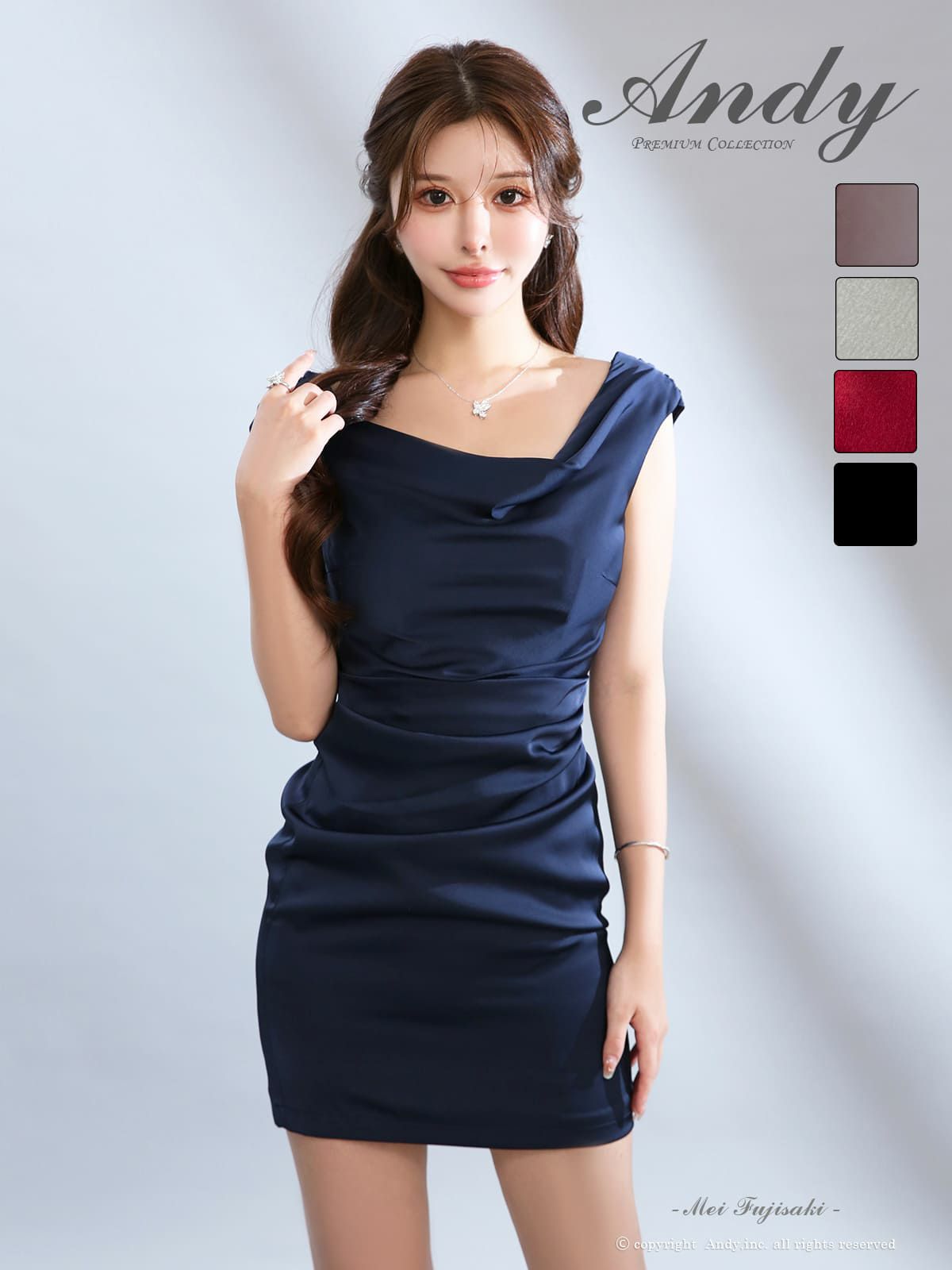 [Andy/アンディ] 高級 ブランド タイト ミニドレス シンプル 大人 ノースリーブ　上品 背中魅せ ドレープ