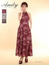 [Andy/アンディ] 高級 Aライン ロングドレス ノースリーブ ホルターネック 花柄