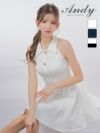 [Andy/アンディ] 高級 ワンピース Aライン ミニドレス ノースリーブ シンプル 上品 襟付き