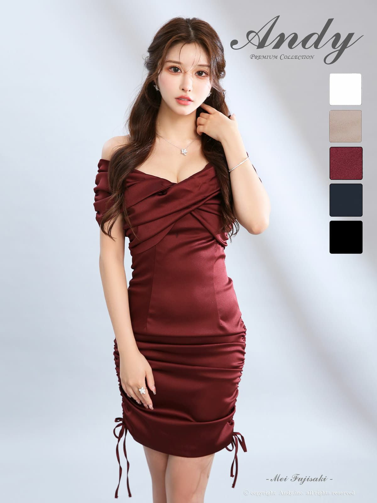 [Andy/アンディ] 高級 ブランド タイト ミニドレス オフショルダー 大人  ギャザー