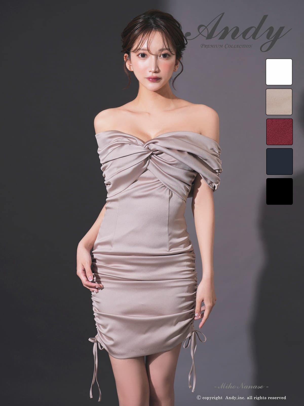 [Andy/アンディ] 高級 ブランド タイト ミニドレス オフショルダー 大人  ギャザー