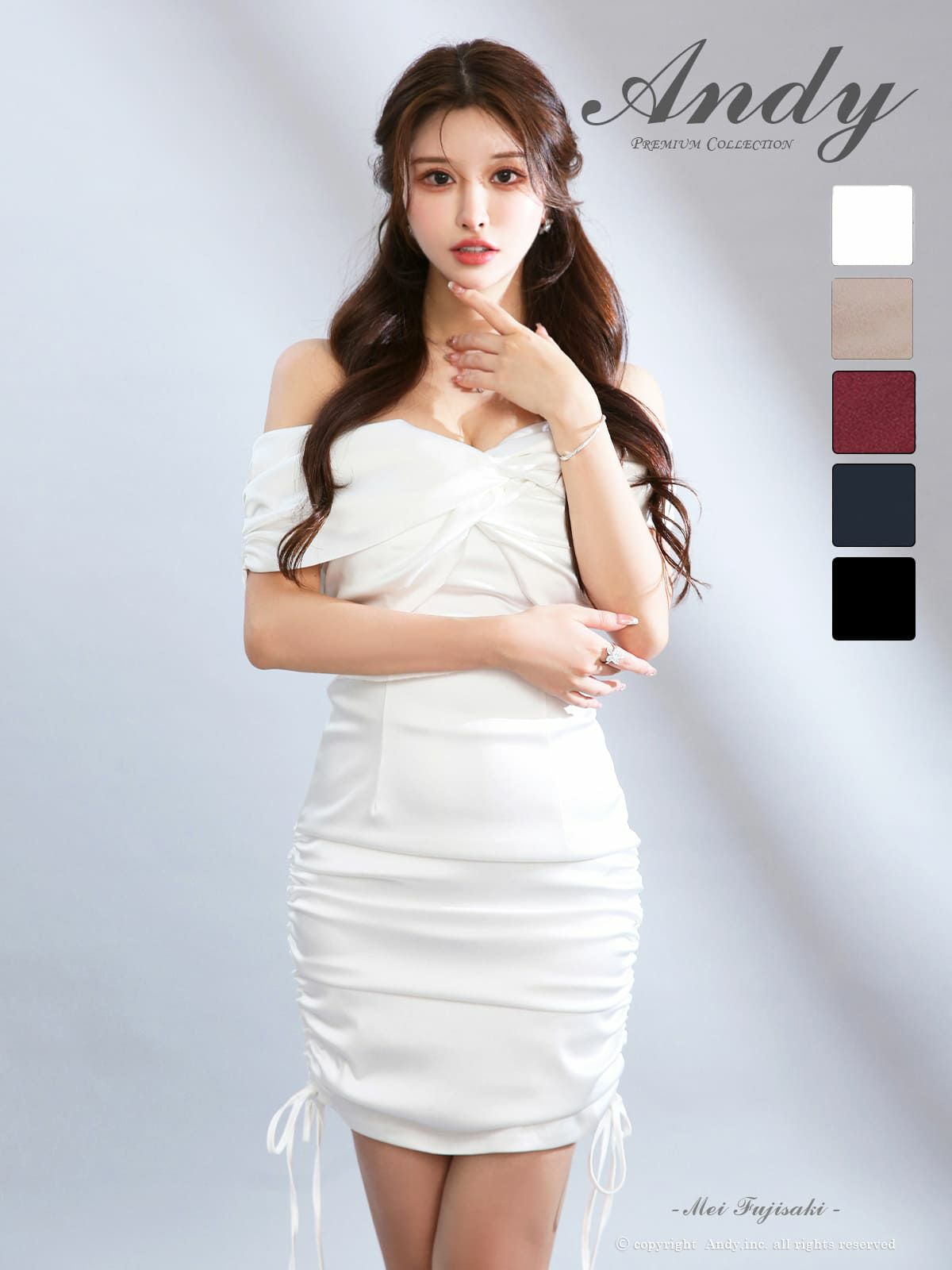 [Andy/アンディ] 高級 ブランド タイト ミニドレス オフショルダー 大人  ギャザー