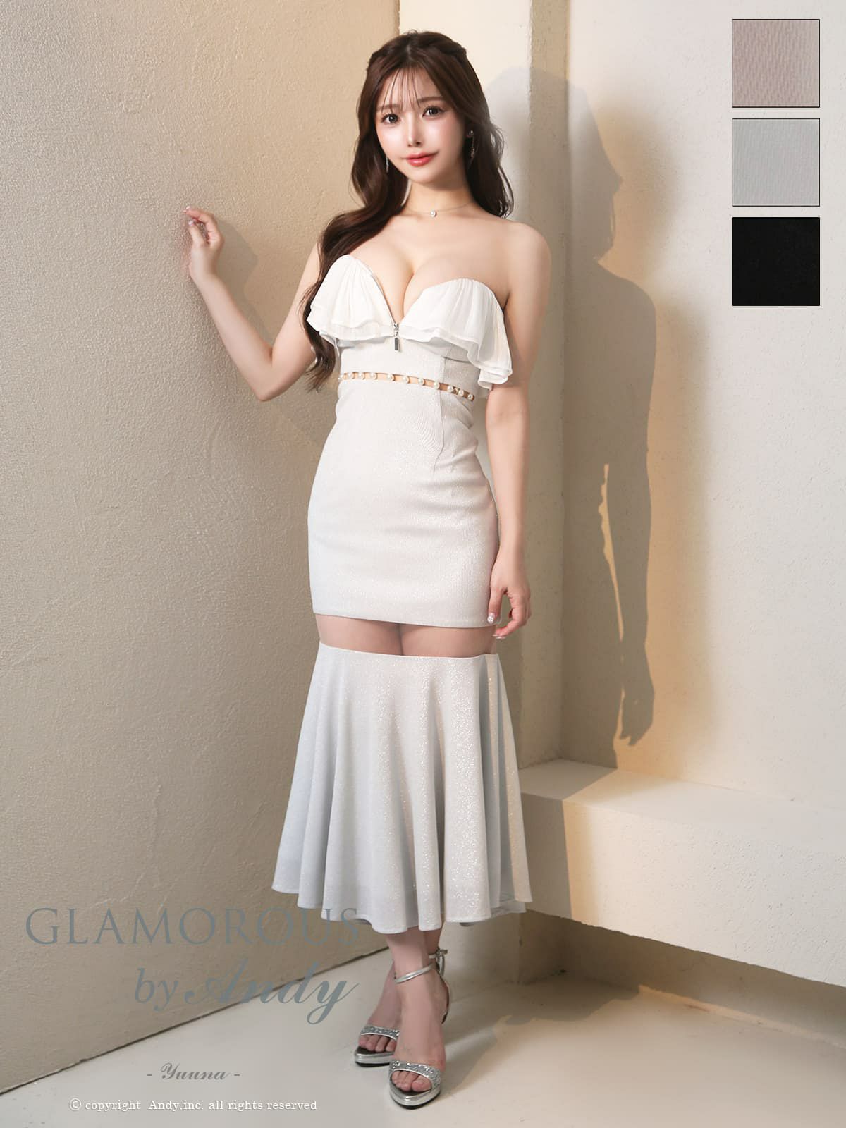 [AndyGLAMOROUS/アンディグラマラス] 高級 マーメイド ロングドレス ベアトップ 谷間 ジップ