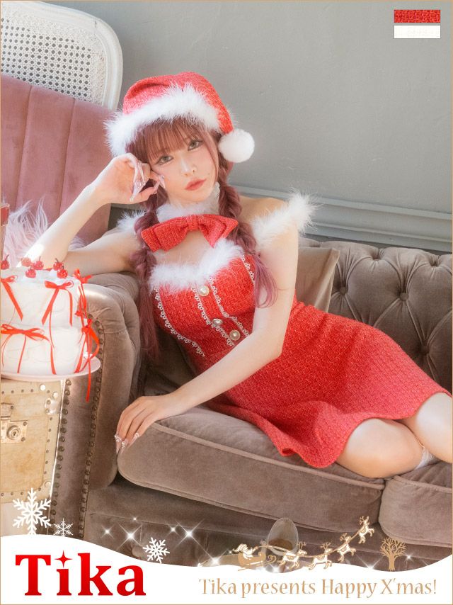 コスプレ サンタ 衣装 仮装 クリスマス コスチューム 大きいサイズ ツイード ワンピース